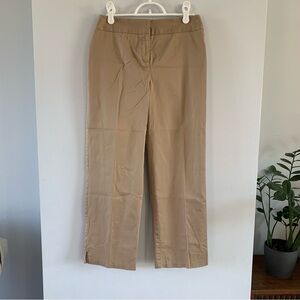Laura Ashley Capri Pant Khaki Tan Cotton Stretch Womens Size 4P Flat Front Slack